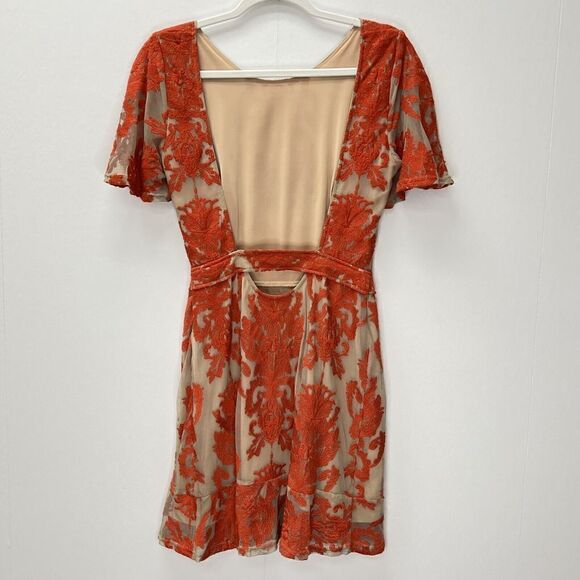 For Love and Lemons San Marcos Mini Backless Dress Red Short Sleeve Size S - Picture 10 of 16